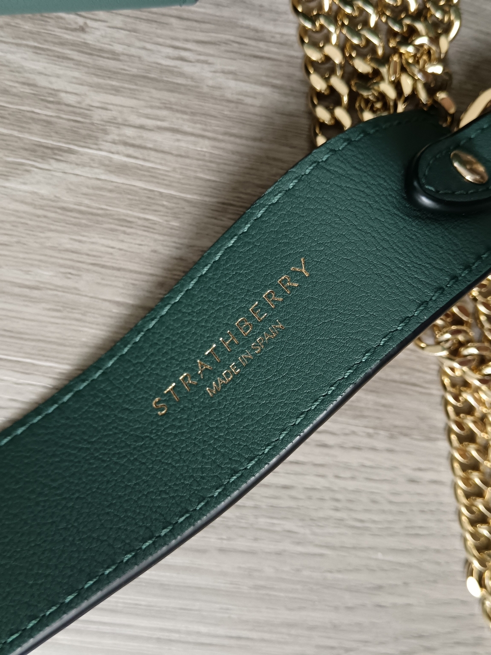 Strathberry Bottle Green Mini Crescent Bag - Picture 3 of 14